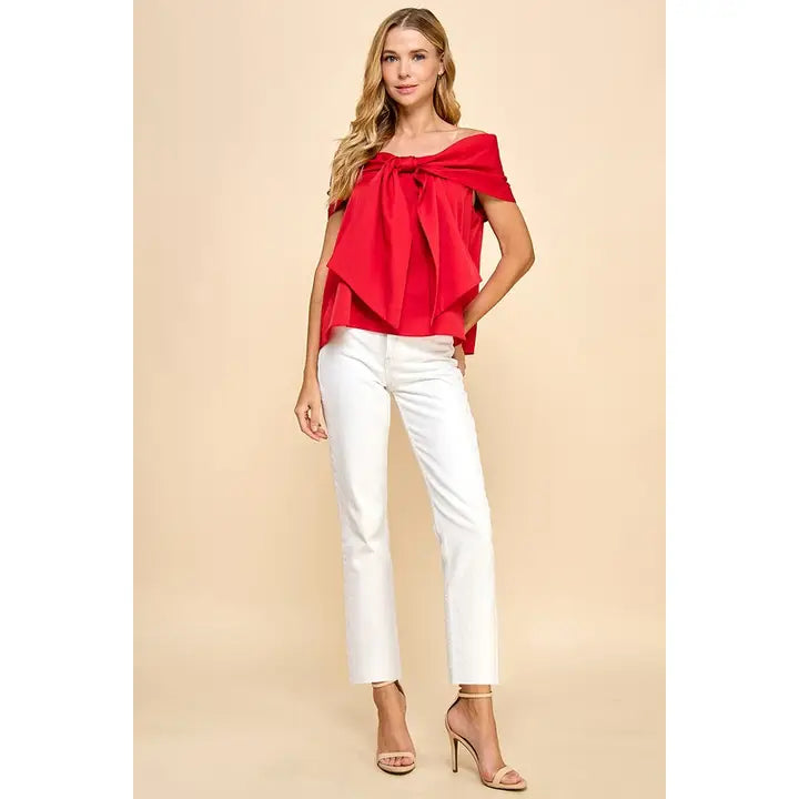 Rachel Bow Off-Shoulder Top