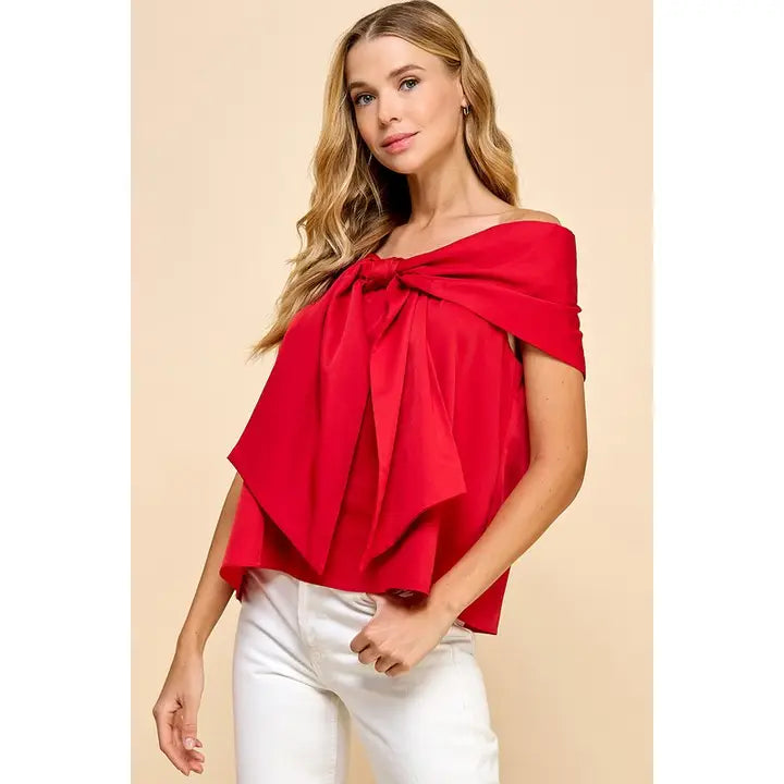 Rachel Bow Off-Shoulder Top