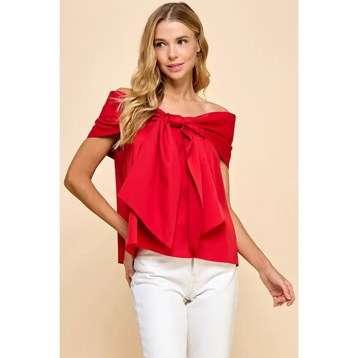 Rachel Bow Off-Shoulder Top