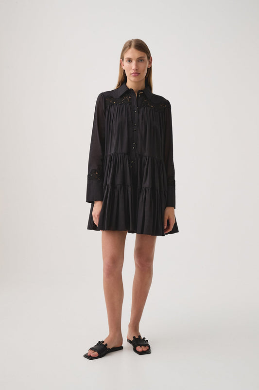 Aje collared button down black mini dress