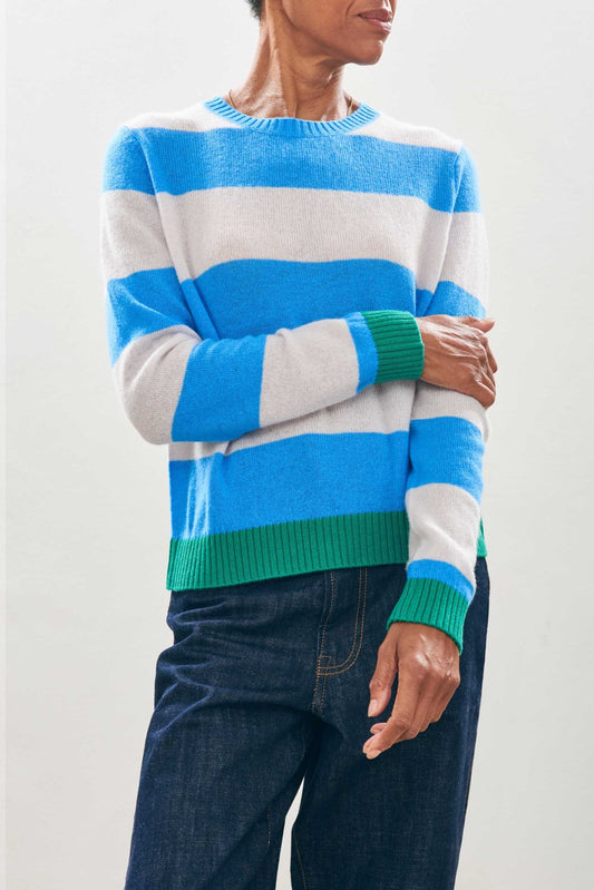 Contrast Stripe Crew Neck Sweater - Frock Shop