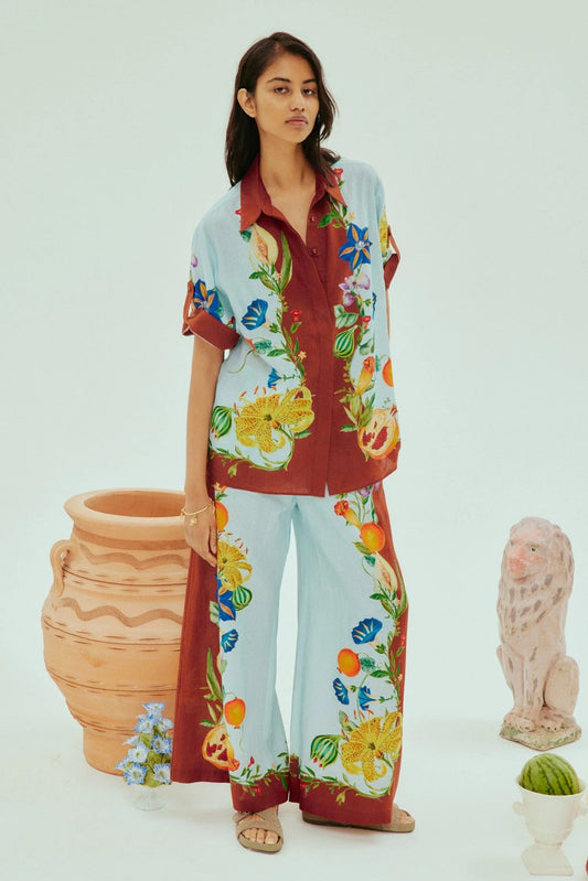 Dahlia Floral Linen Pants - Frock Shop