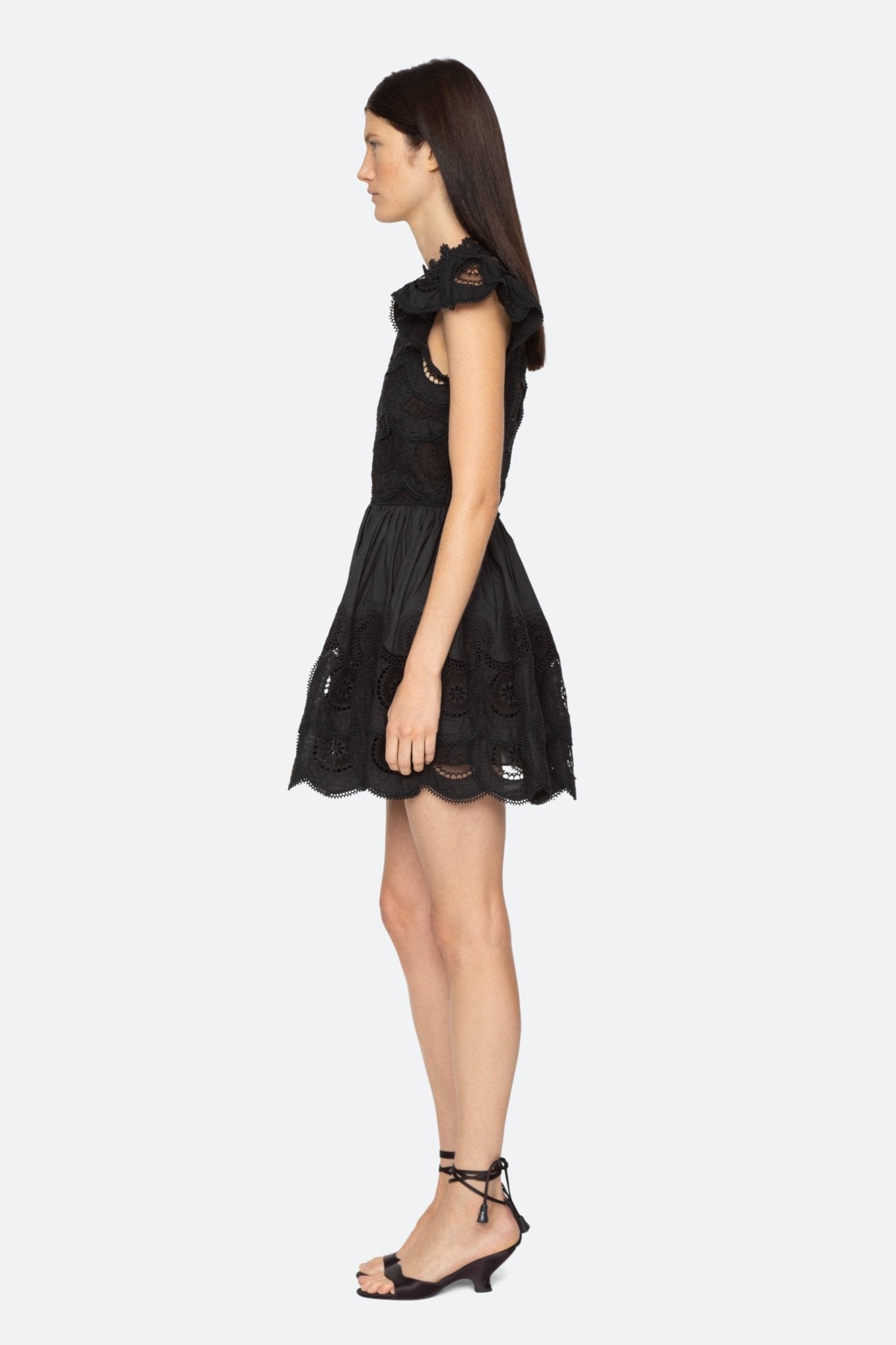 Sea New York Drea Embroidery Flutter Sleeve Dress - Frock Shop