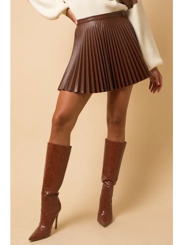 Ella Pleated Faux Leather Skirt - Frock Shop