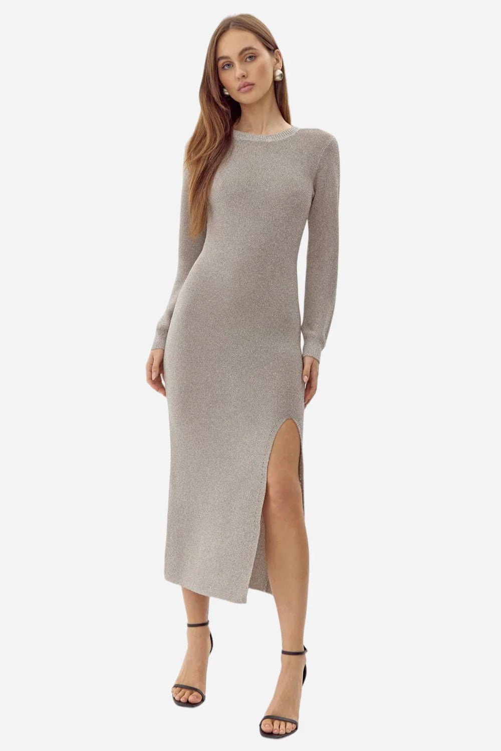 Estelle Metallic Knit Midi Dress - Frock Shop