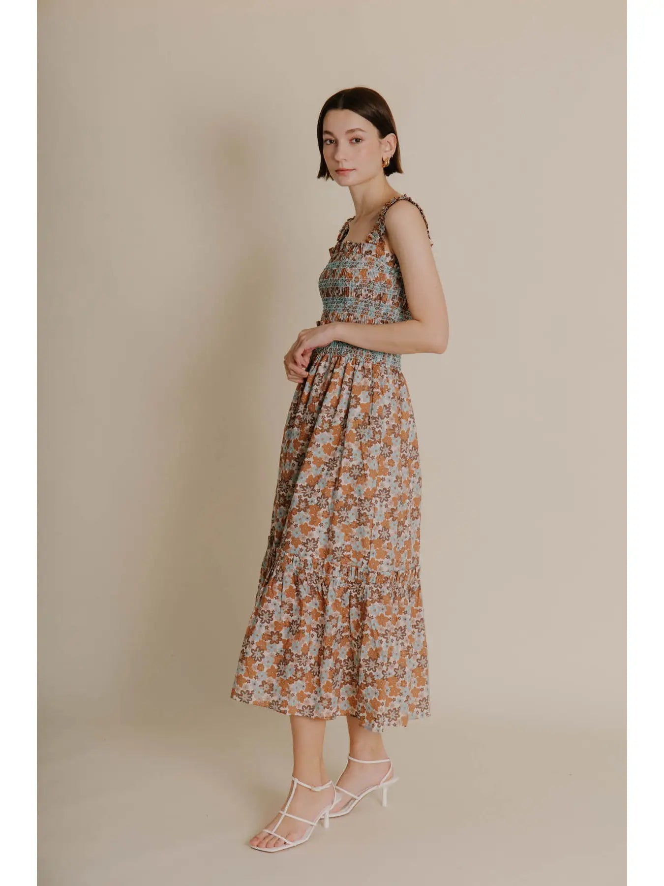 Floral Smocked Midi Dress - Frock Shop