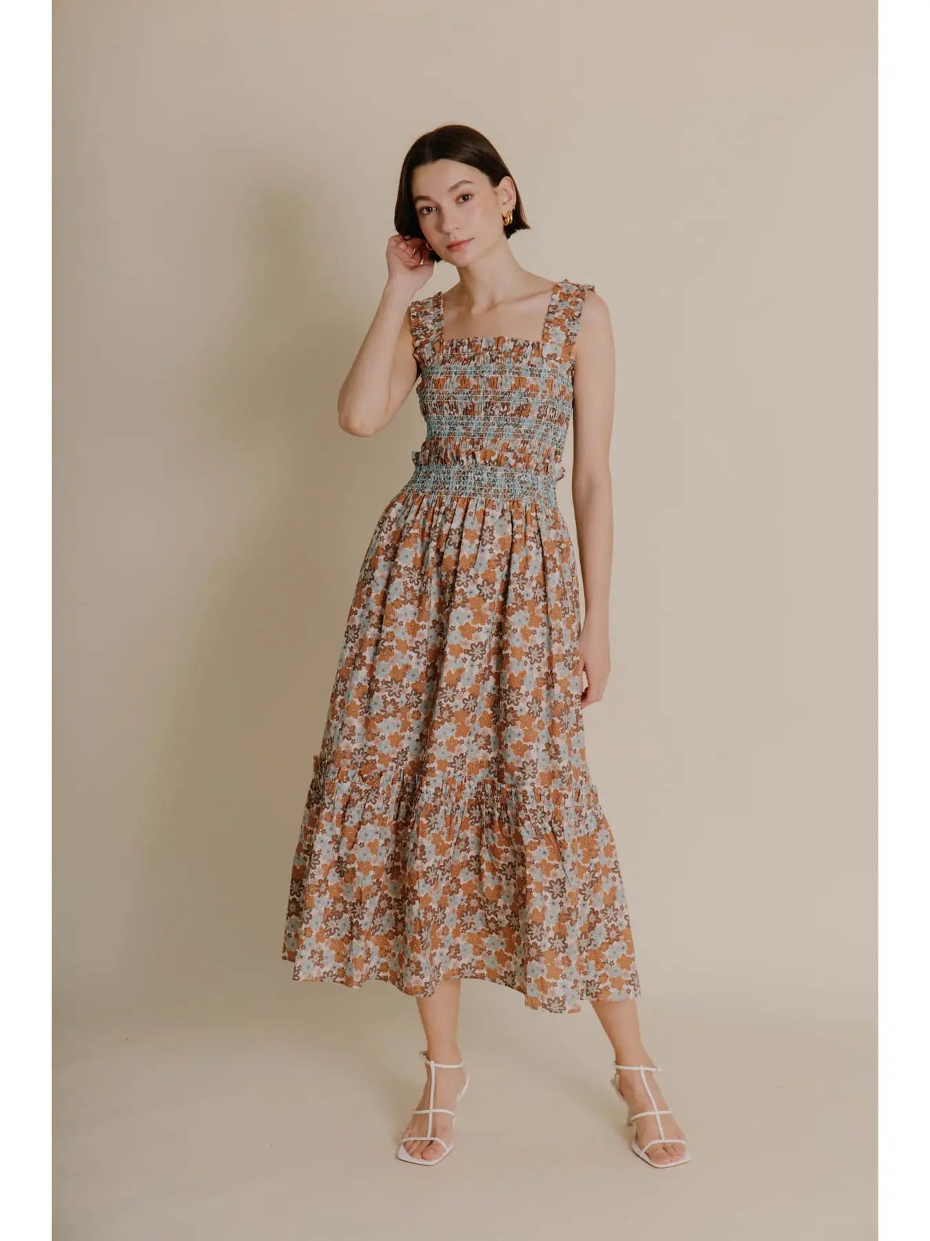 Floral Smocked Midi Dress - Frock Shop