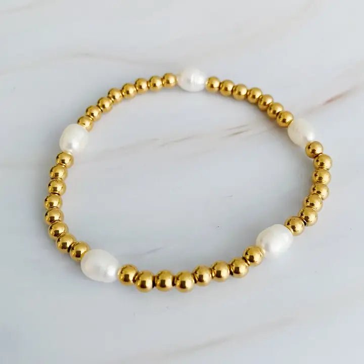 Freshwater Pearls Golden Bauble Bracelet - Frock Shop