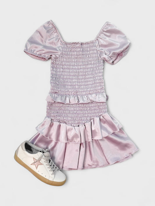 Girls Satin Smocked Dress - Frock Shop