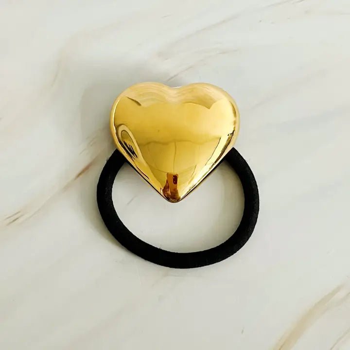 Luxe Golden Heart Hair Tie - Frock Shop