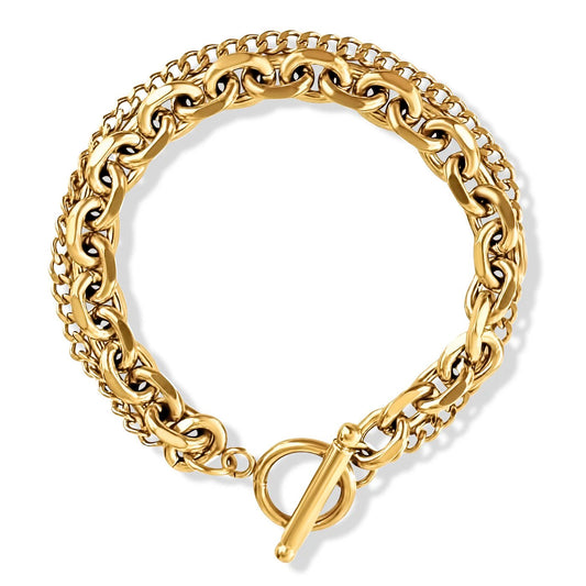 Nila Double Chain Toggle Bracelet - Frock Shop