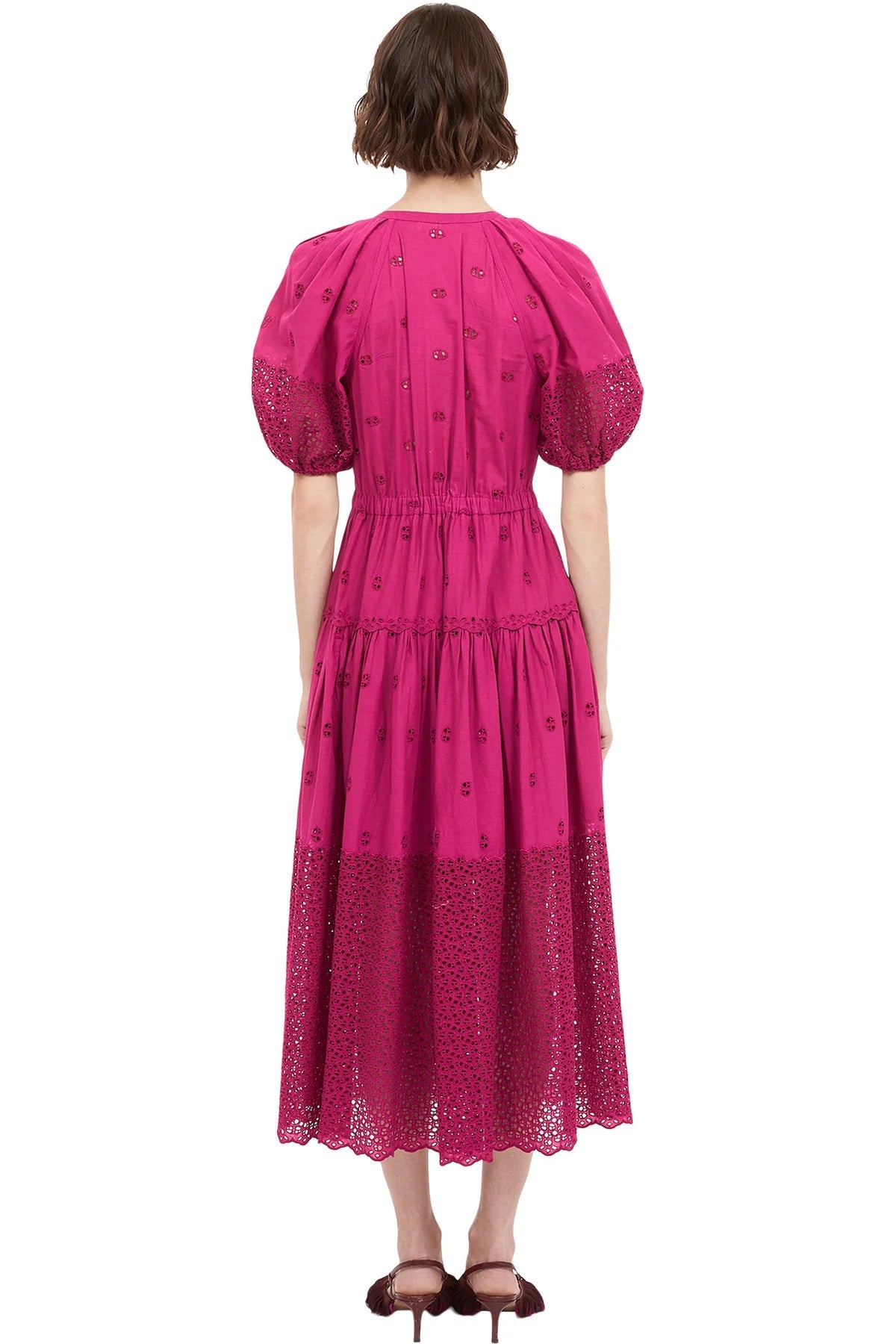 ulla Johnson pink puff sleeve maxi dress