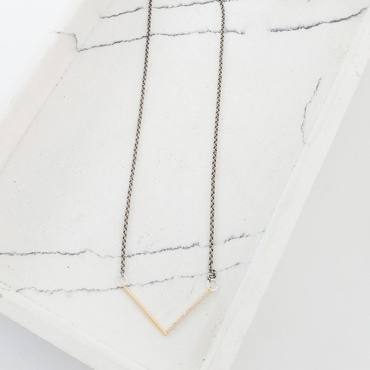 Pave V Connector Necklace - Frock Shop