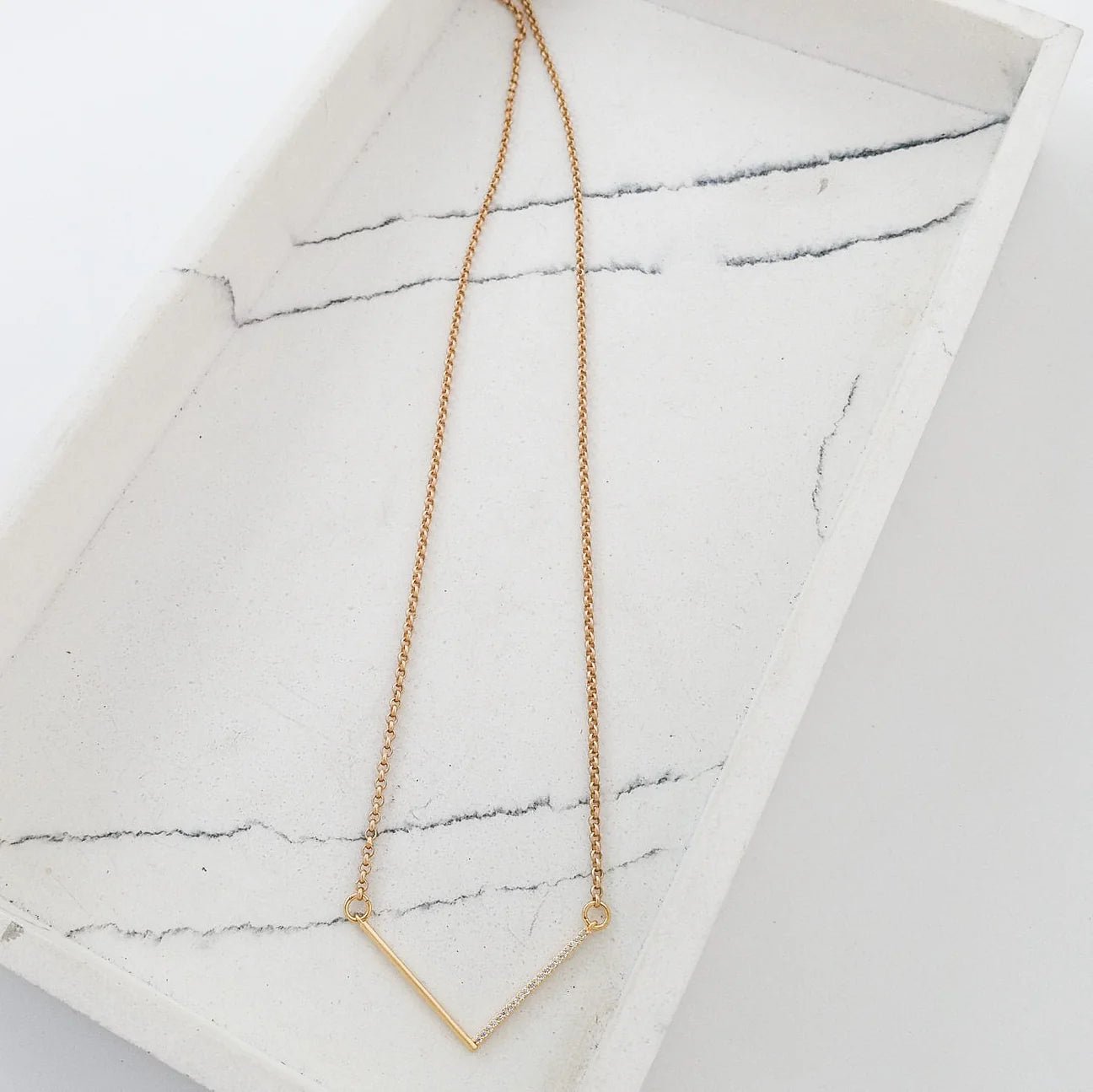 Pave V Connector Necklace - Frock Shop