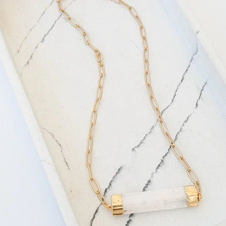 Petite Selenite Connector on Large Paperclip 16” - Frock Shop