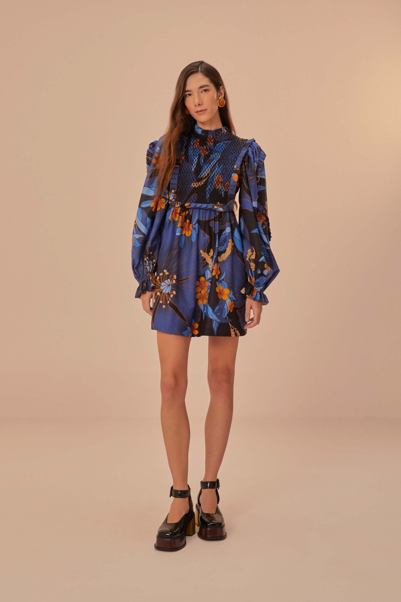 Farm Rio Pietra Floral Black Mini Dress - Frock Shop