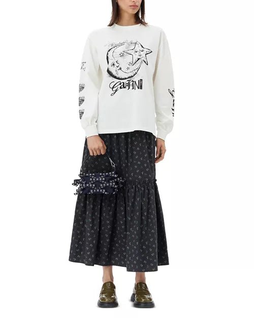 Ganni Printed Cotton Smock Maxi Skirt - Frock Shop