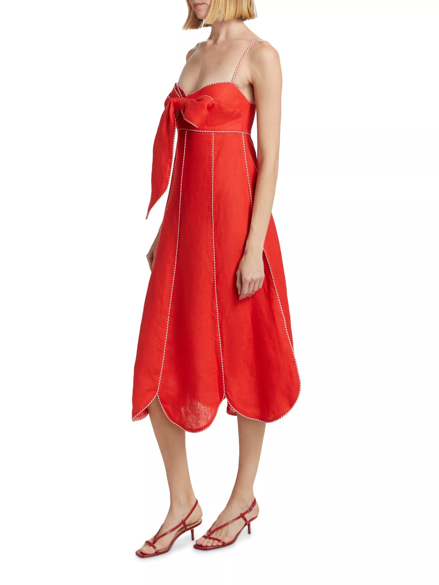 Red Sleeveless Midi Dress - Frock Shop