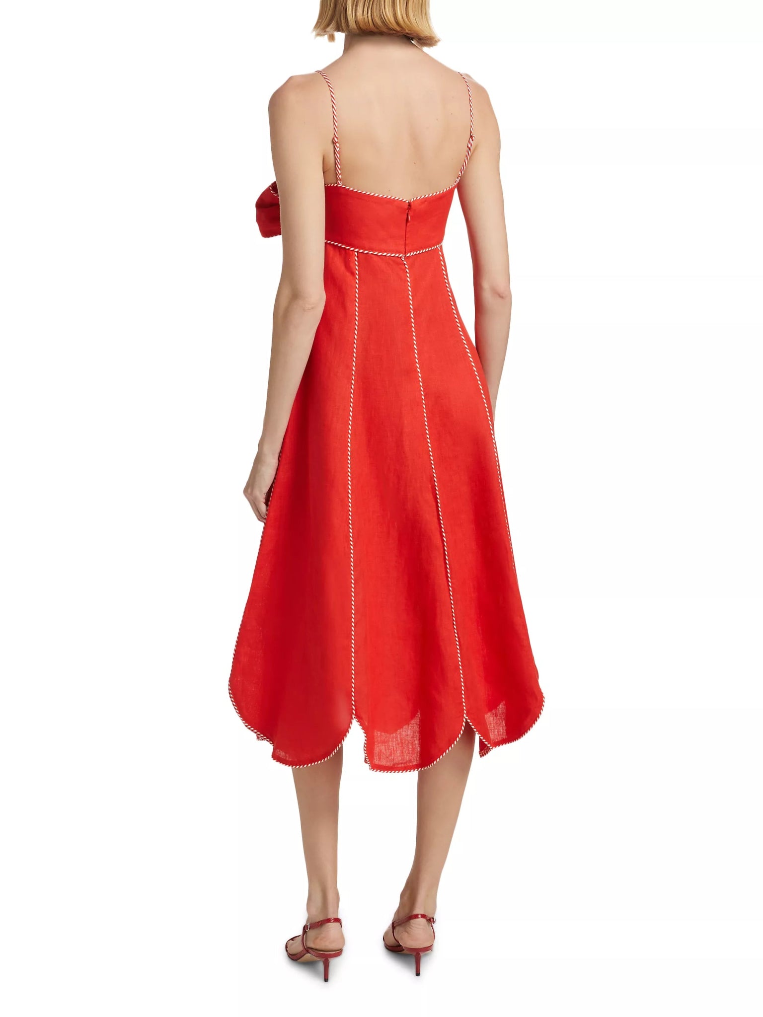 Red Sleeveless Midi Dress - Frock Shop