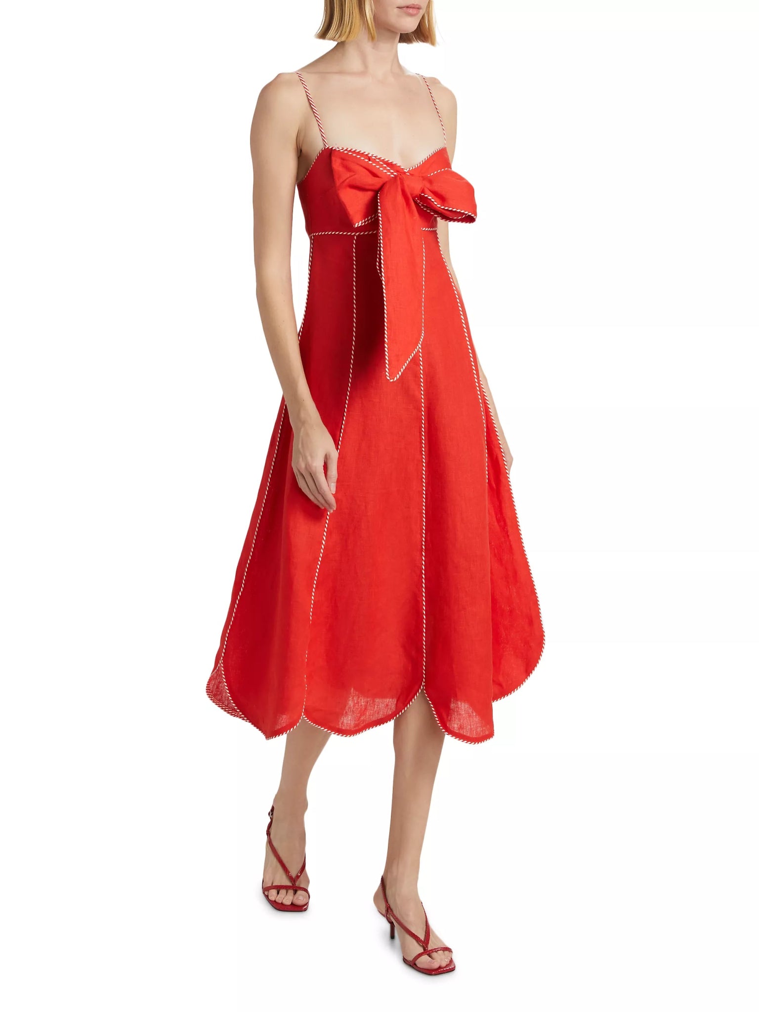 Red Sleeveless Midi Dress - Frock Shop