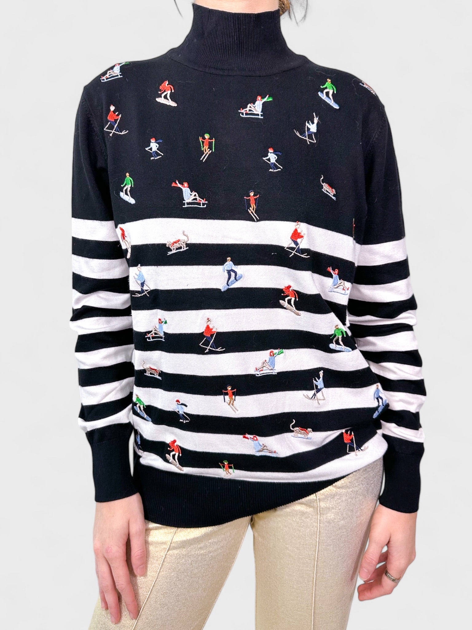 Skier Embroidered Pullover - Frock Shop