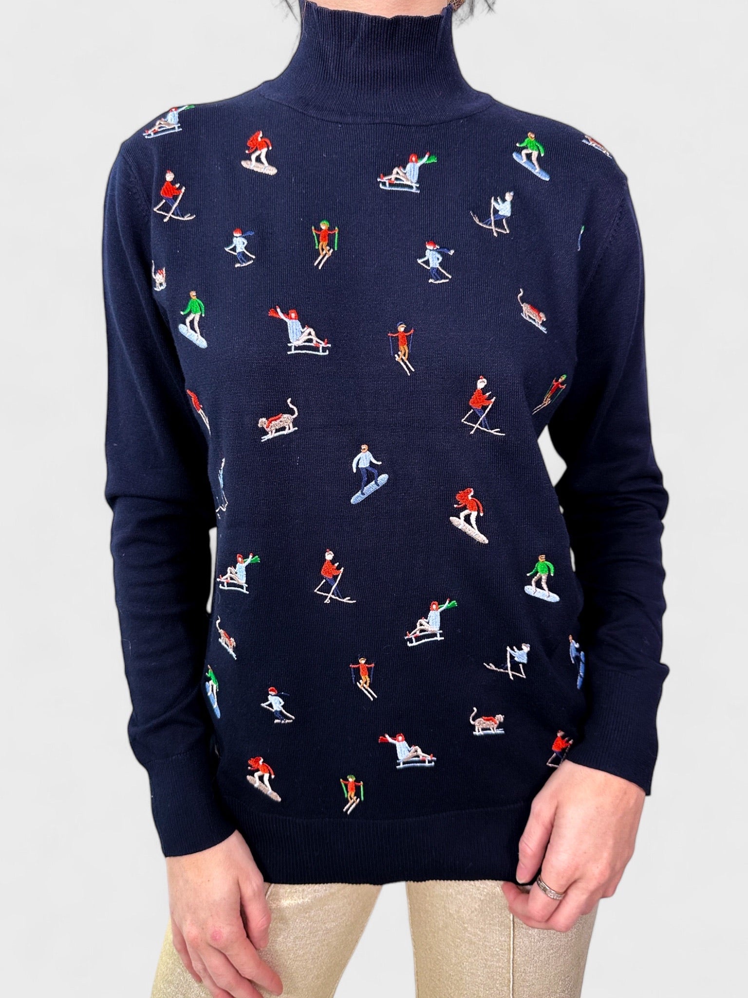 Skier Embroidered Pullover - Frock Shop