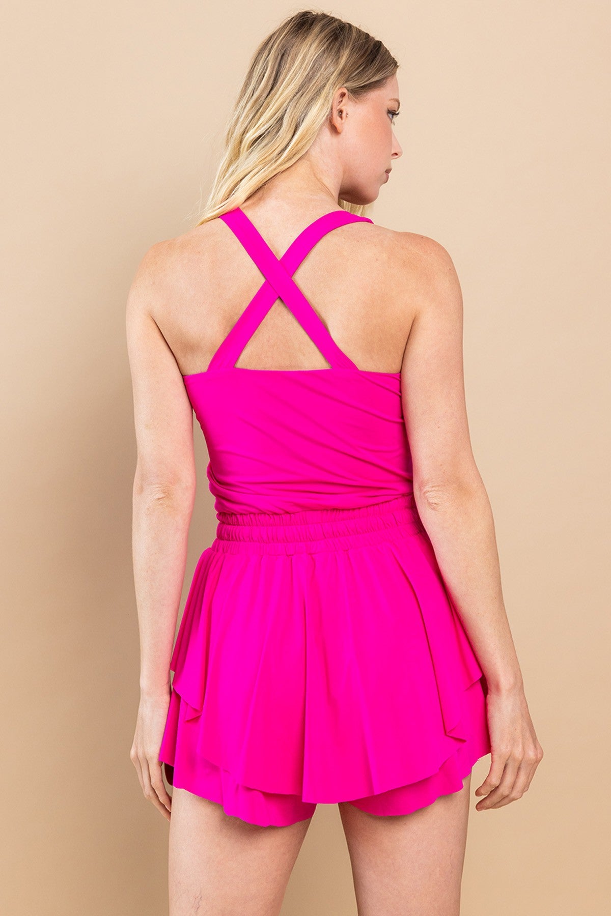 Sleeveless Athletic Romper - Pink