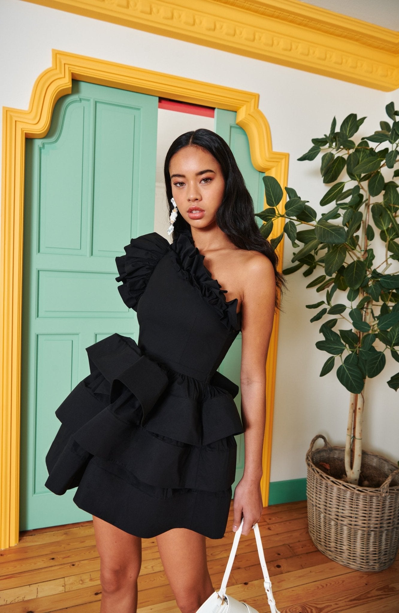 Black Ruffle Strappy Mini Dress | New Look