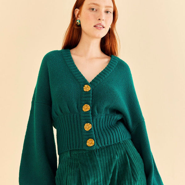 Emerald Bubble Knit Cardigan