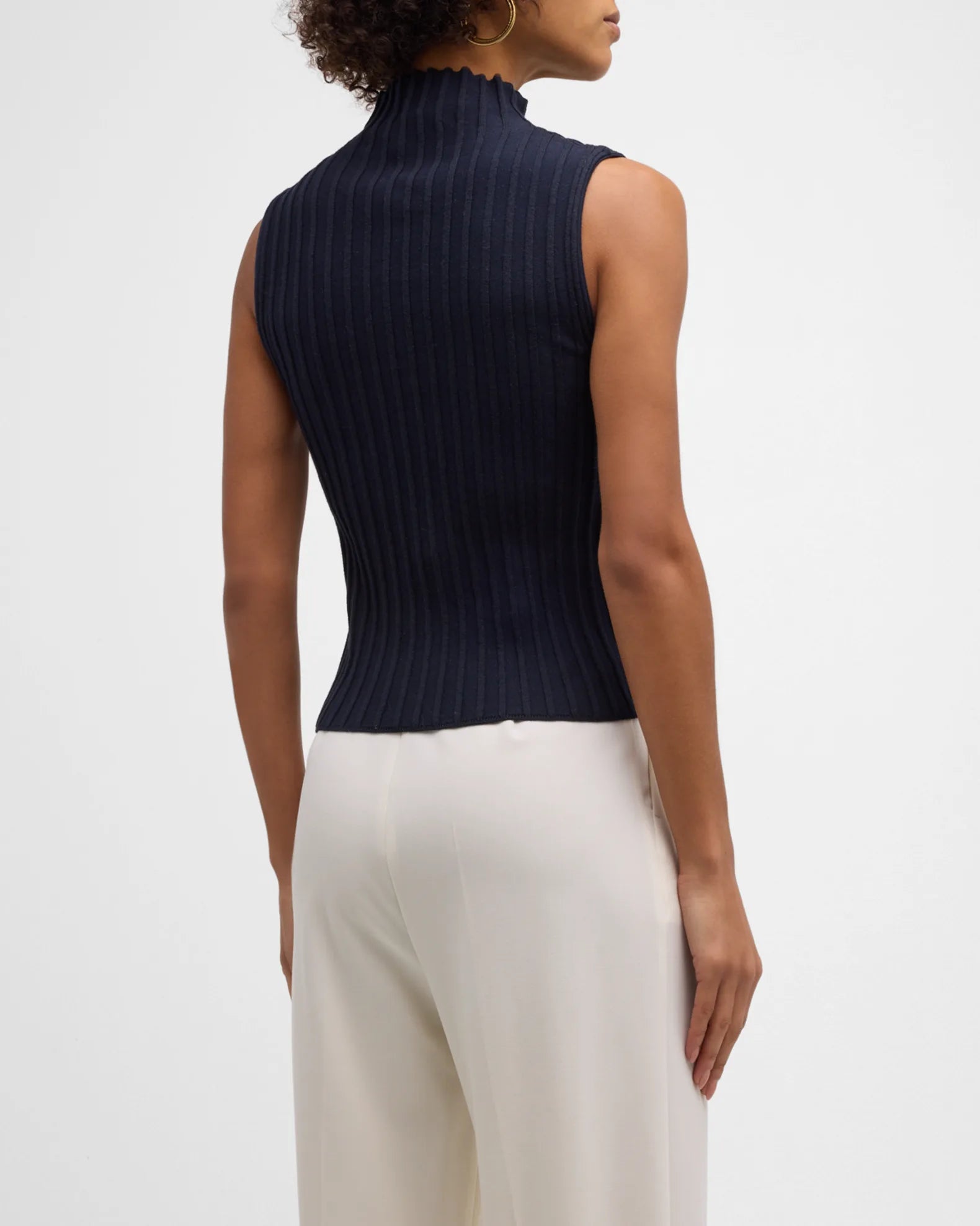 Esma Ribbed Mock Neck Sleeveless Sweater - Frock Shop