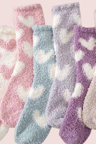 Fuzzy Heart Socks - Frock Shop