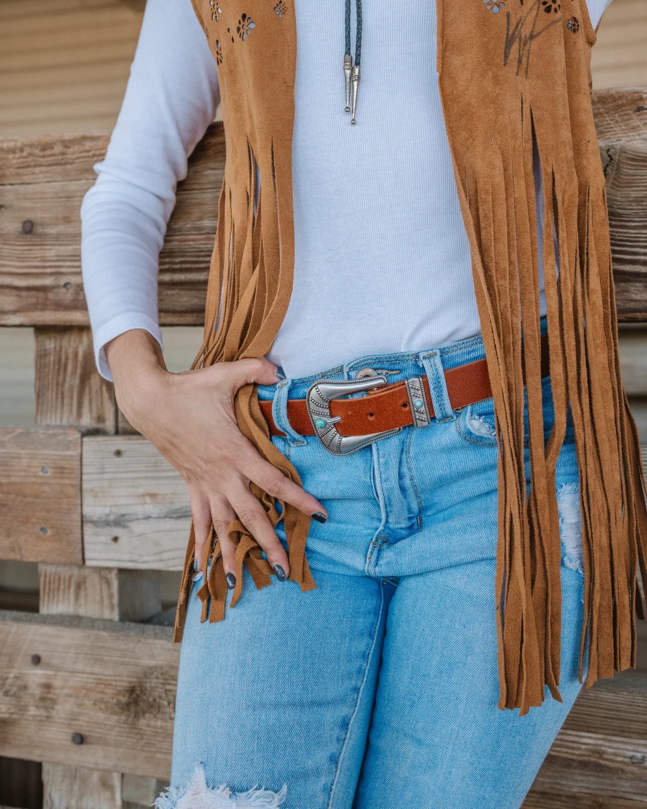 Turquoise Silver Buckle Leather Belt - Frock Shop