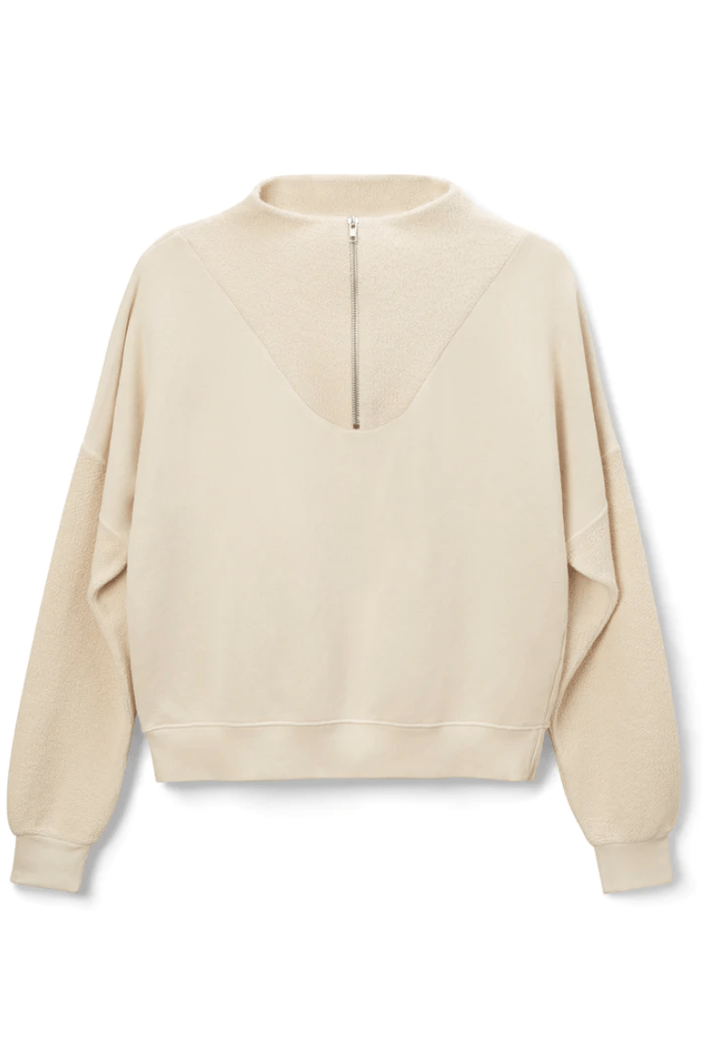 perfectwhitetee Cream Quarter Zip Pullover